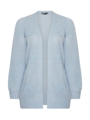 Yours Curve Blue Floral Lofty Yarn Applique Cardigan - Image 5 of 5