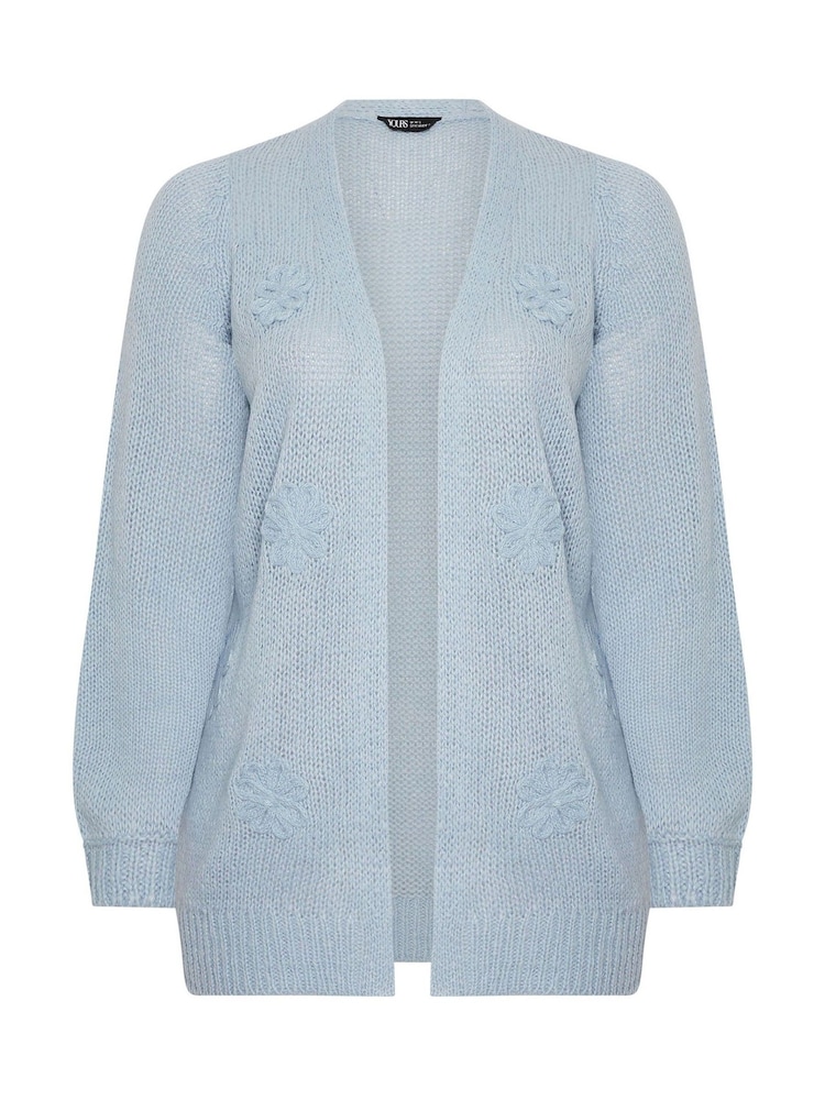 Yours Curve Blue Floral Lofty Yarn Applique Jumper - Image 5 of 5 Yours Curve Blue Floral Lofty Yarn Applique Jumper - Image 5 of 5