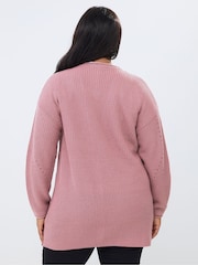 Yours Curve Pink Essential Knitted Cardigan - Image 2 of 5