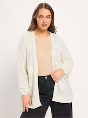 Yours Curve Cream Floral Lofty Yarn Applique Cardigan - Image 1 of 5