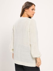 Yours Curve Cream Floral Lofty Yarn Applique Cardigan - Image 3 of 5