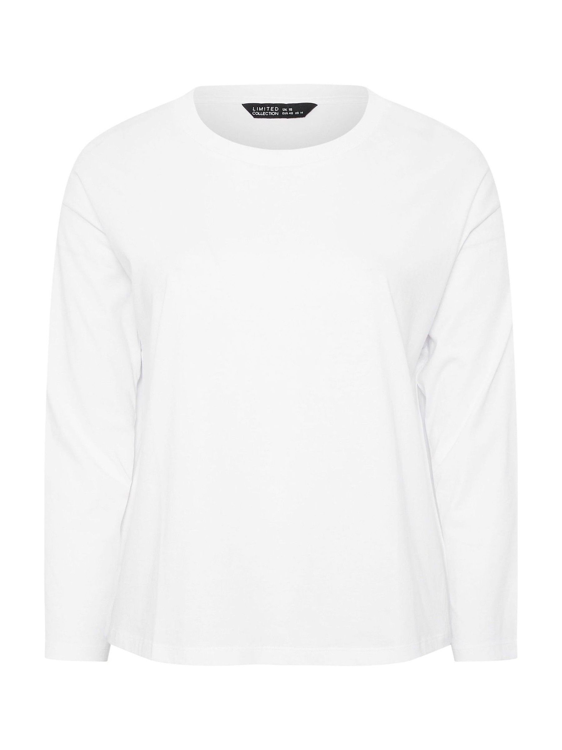 Buy Yours Curve White Limited Long Sleeve Plain T-Shirt from Next