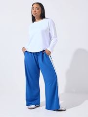 Yours Curve Blue Limited Stripe Sporty Jogger - Image 2 of 5