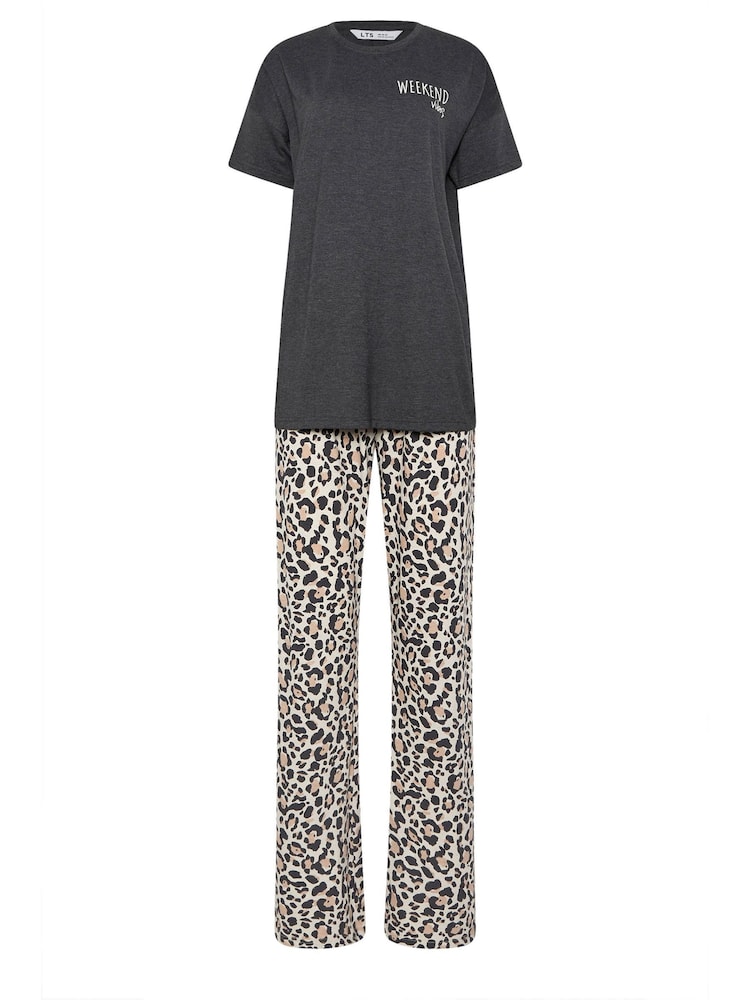 Long Tall Sally Grey Short Sleeve Wide Leg Pyjamas Set - Image 6 of 6 Long Tall Sally Grey Short Sleeve Wide Leg Pyjamas Set - Image 6 of 6