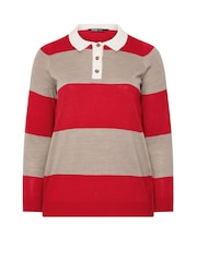 Yours Curve Red Rugby Fine Gauge Jumper - Image 6 of 6