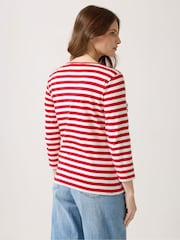 M&Co Red Stripe 3/4 Sleeve Slash Top - Image 3 of 5