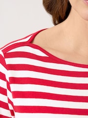 M&Co Red Stripe 3/4 Sleeve Slash Top - Image 4 of 5