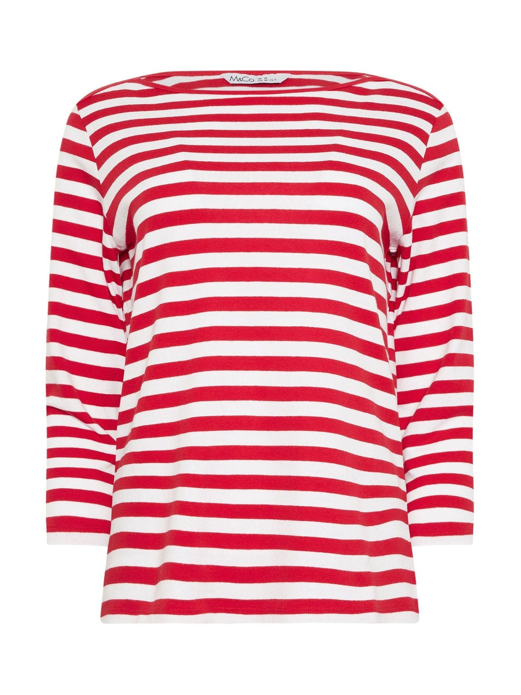Buy M&Co Red Stripe 3/4 Sleeve Slash Top from Next USA