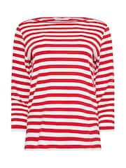 M&Co Red Stripe 3/4 Sleeve Slash Top - Image 5 of 5