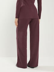 Long Tall Sally Red Textured Wide Leg Trousers - Image 3 of 4