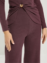 Long Tall Sally Red Textured Wide Leg Trousers - Image 4 of 4