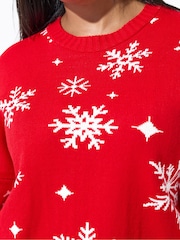 Yours Curve Red Limited Snowflake Jumper - Image 5 of 6