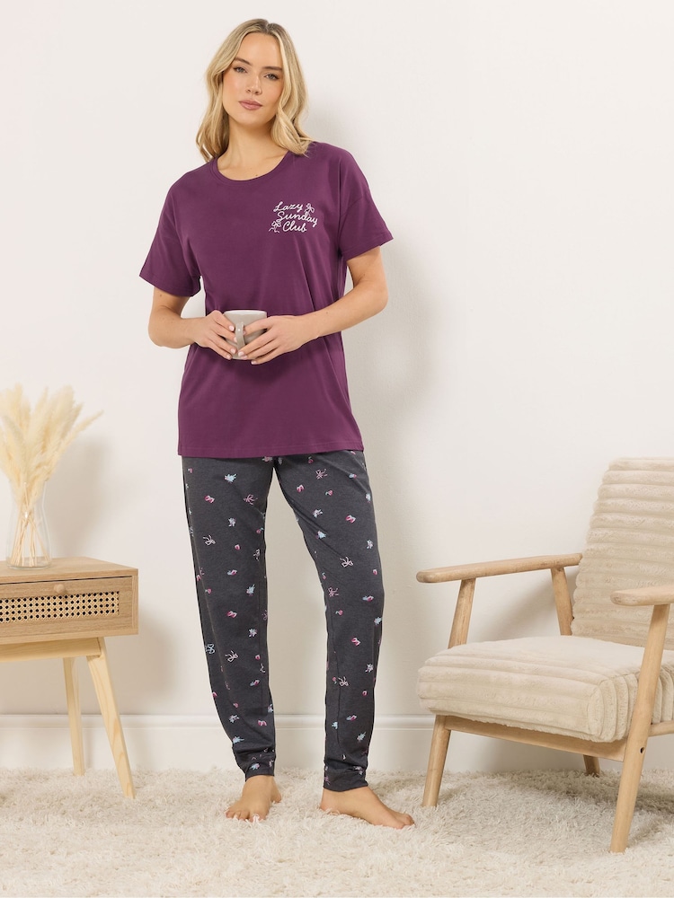 Long Tall Sally Red Short Sleeve Cuffed Pyjamas Set - Image 1 of 6 Long Tall Sally Red Short Sleeve Cuffed Pyjamas Set - Image 1 of 6