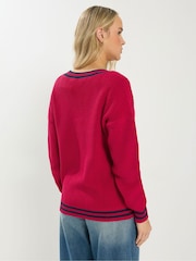 Long Tall Sally Red V-Neck Stripe Jumper - Image 2 of 5