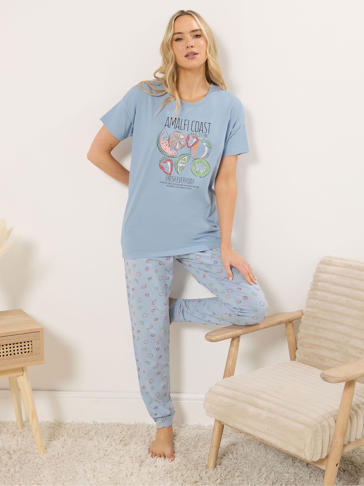 Long Tall Sally Dark Blue Short Sleeve Cuffed Pyjamas Set - Image 2 of 5 Long Tall Sally Dark Blue Short Sleeve Cuffed Pyjamas Set - Image 2 of 5