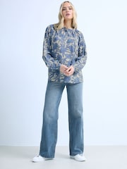 Long Tall Sally Cream Floral Placket Raglan Blouse - Image 1 of 3