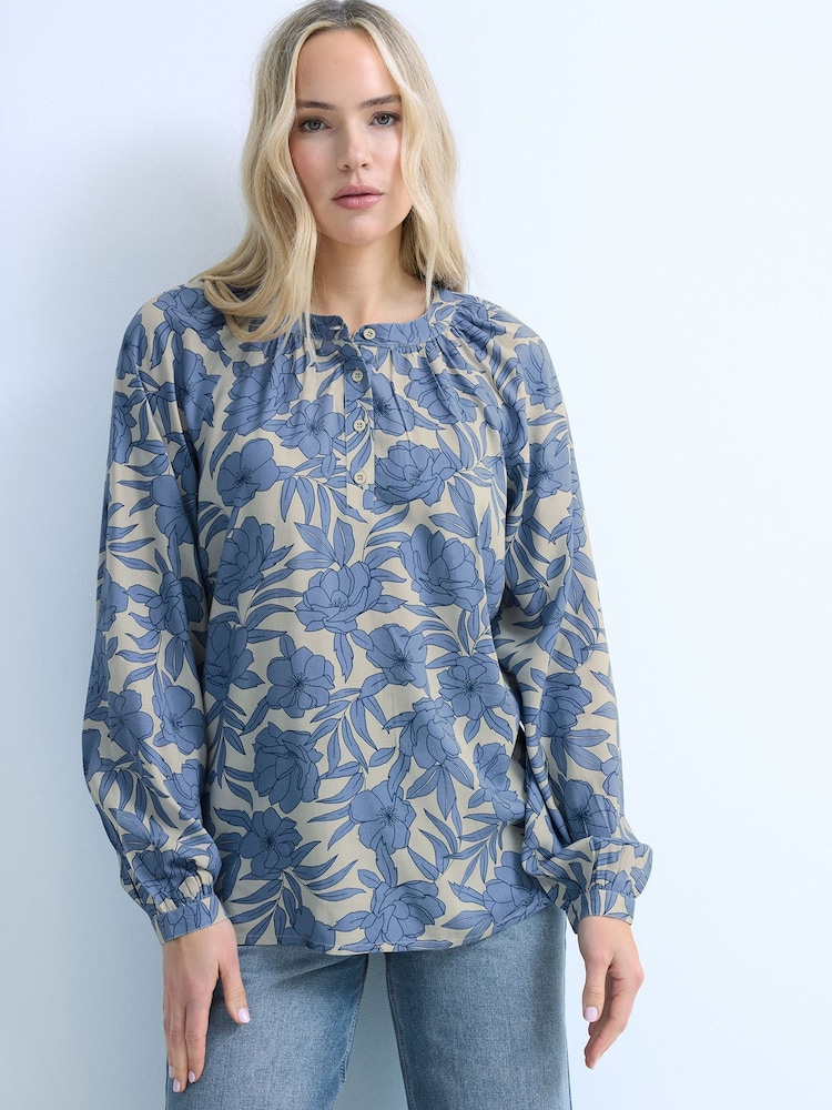 Long Tall Sally Cream Floral Placket Raglan Blouse - Image 2 of 3