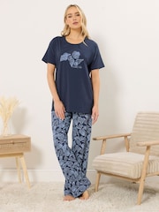 Long Tall Sally Light Blue Short Sleeve Wide Leg Pyjamas Set - Image 1 of 5