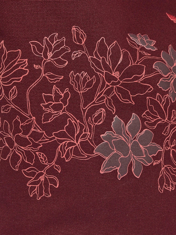 adidas Originals Maroon Red Floral Lace Cotton Tote Bag - Image 4 of 4