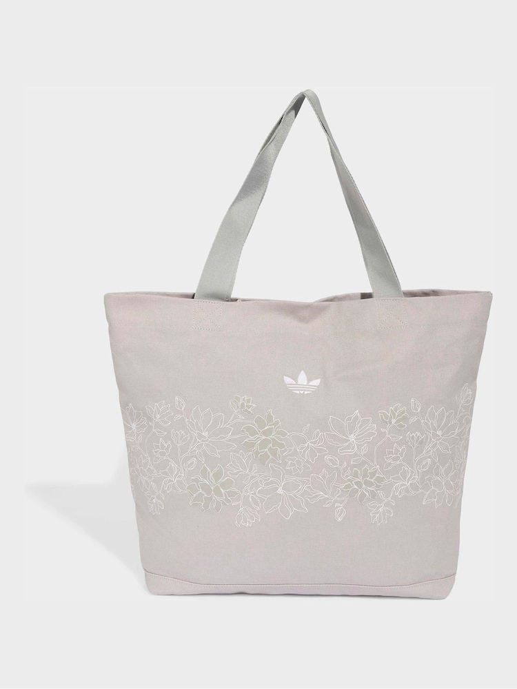adidas Originals Grey Floral Lace Cotton Tote Bag - Image 1 of 6
