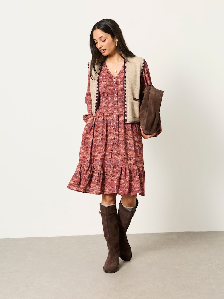 Dark Purple Marble - FatFace Jacquard Mini Dress - სურათი 1 5-დან