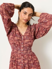 Dark Purple Marble - FatFace Jacquard Mini Dress - სურათი 3 5-დან