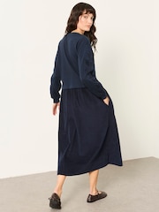 FatFace Pacey Navy 2in1 Cord Midi Dress - Image 2 of 5