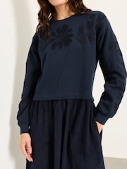 FatFace Pacey Navy 2in1 Cord Midi Dress - Image 4 of 5