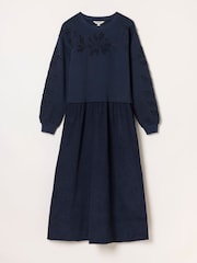 FatFace Pacey Navy 2in1 Cord Midi Dress - Image 5 of 5