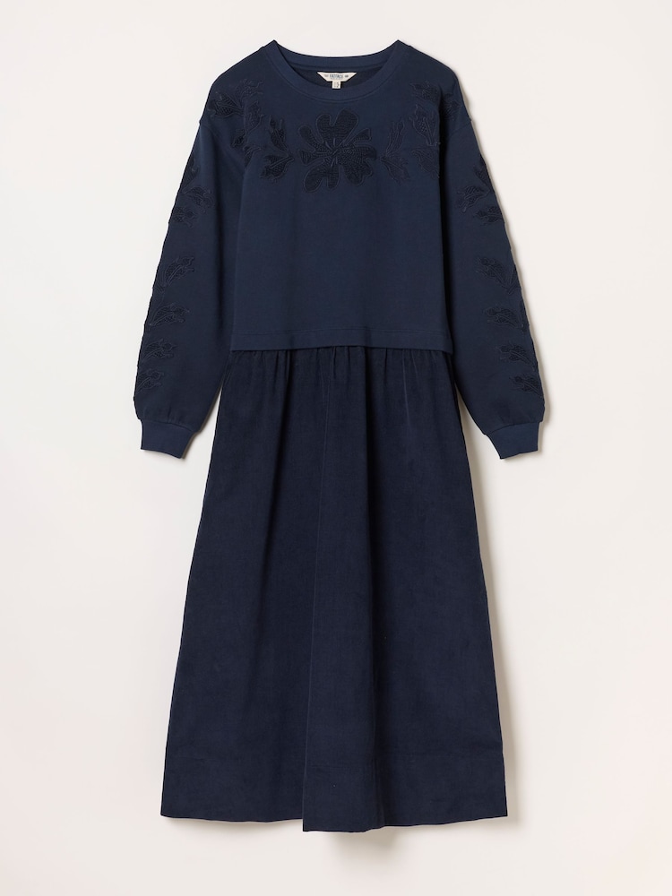 FatFace Pacey Navy 2in1 Cord Midi Dress - Image 5 of 5 FatFace Pacey Navy 2in1 Cord Midi Dress - Image 5 of 5
