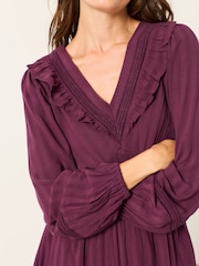 FatFace Pippa Purple Jacquard Dress - Image 3 of 6