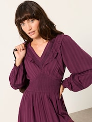 FatFace Pippa Purple Jacquard Dress - Image 4 of 6