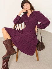 FatFace Pippa Purple Jacquard Dress - Image 5 of 6