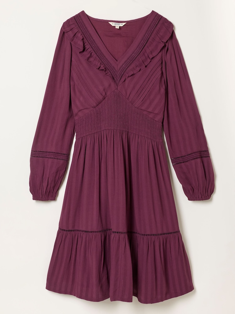 FatFace Pippa Purple Jacquard Dress - Image 6 of 6