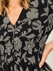 FatFace Nora Black Dot Floral Jersey Dress - Image 3 of 6