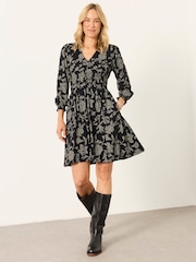 FatFace Nora Black Dot Floral Jersey Dress - Image 4 of 6