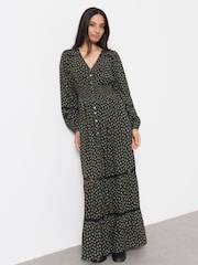 FatFace Eden Navy Ditsy Jacquard Maxi Dress - Image 1 of 6