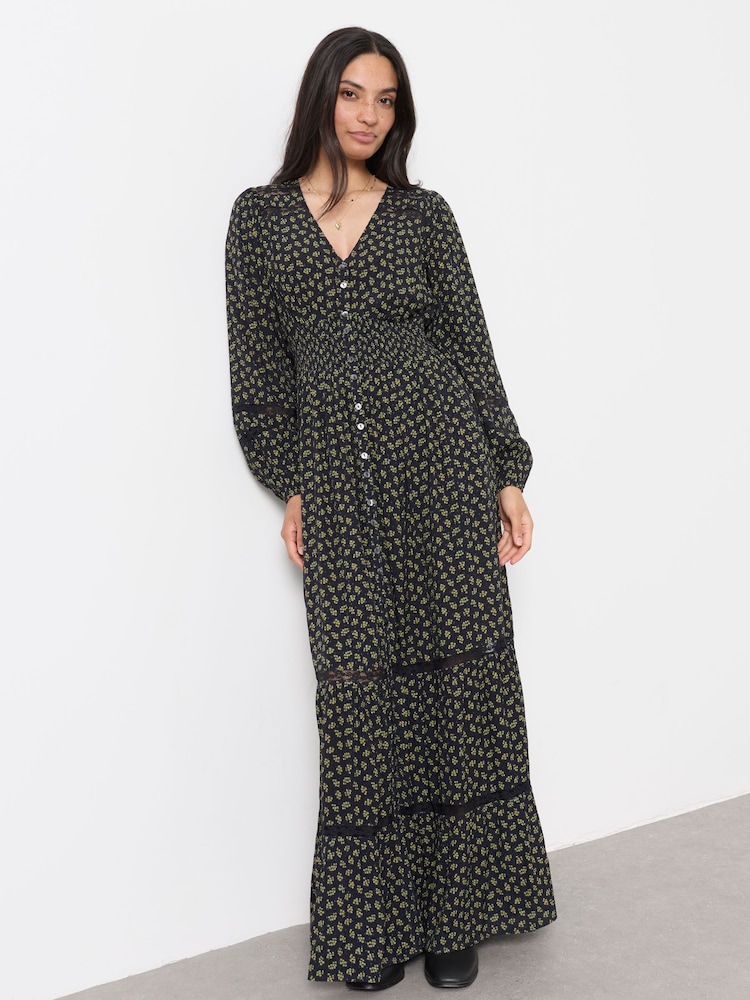 FatFace Eden Navy Ditsy Jacquard Maxi Dress - Image 1 of 6 FatFace Eden Navy Ditsy Jacquard Maxi Dress - Image 1 of 6