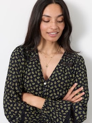 FatFace Eden Navy Ditsy Jacquard Maxi Dress - Image 3 of 6