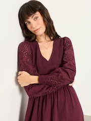 FatFace Demi Dark Purple Midi Jersey Dress - Image 4 of 5