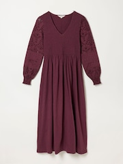 FatFace Demi Dark Purple Midi Jersey Dress - Image 5 of 5
