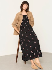 FatFace Adele Black Embroidered Midi Dress - Image 3 of 5