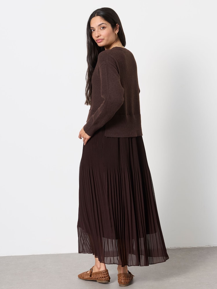 FatFace Chocolate Brown Sally 2 in 1 Midaxi Dress - Image 2 of 6