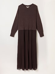 FatFace Chocolate Brown Sally 2 in 1 Midaxi Dress - Image 6 of 6