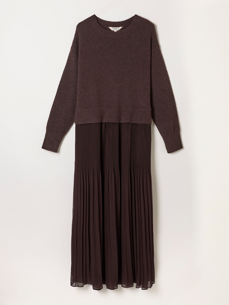 FatFace Chocolate Brown Sally 2 in 1 Midaxi Dress - Image 6 of 6