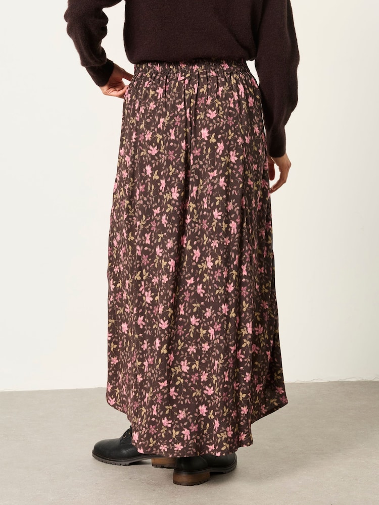 FatFace Sadie Brown Winter Floral Midi Skirt - Image 2 of 6