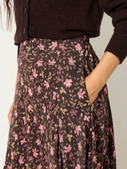 FatFace Sadie Brown Winter Floral Midi Skirt - Image 3 of 6