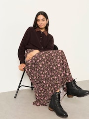 FatFace Sadie Brown Winter Floral Midi Skirt - Image 5 of 6
