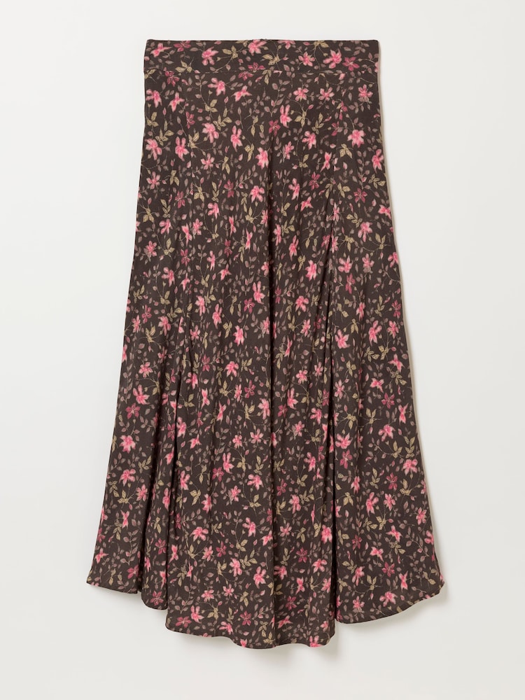 FatFace Sadie Brown Winter Floral Midi Skirt - Image 6 of 6
