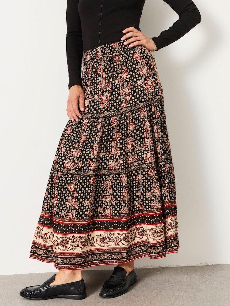 FatFace Jayla Black Linear Sketch Floral Maxi Skirt - Image 1 of 6 FatFace Jayla Black Linear Sketch Floral Maxi Skirt - Image 1 of 6